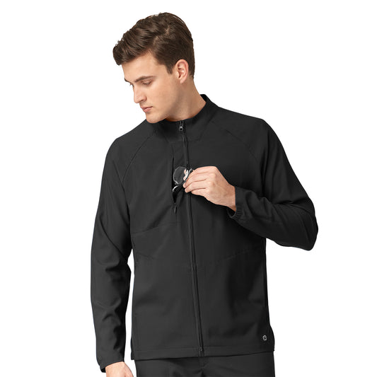 Wonderwink W23 Men's Zip Front Warm Up- Black